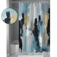 thumbnail image 3 of Extra Long Shower Curtain 72x84 Inch, Abstract Black Gold Shower Curtain Waterproof Bathroom Decor Vintage Blue Pink Oil Painting Art Fabric Bath Curtain Set Accessories with Hooks, 3 of 6