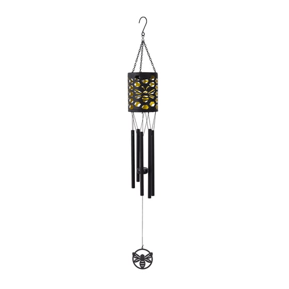 Mainstays Solar Bee Metal Outdoor Wind Chime with Color-Changing LED Lights, Weather-Resistant