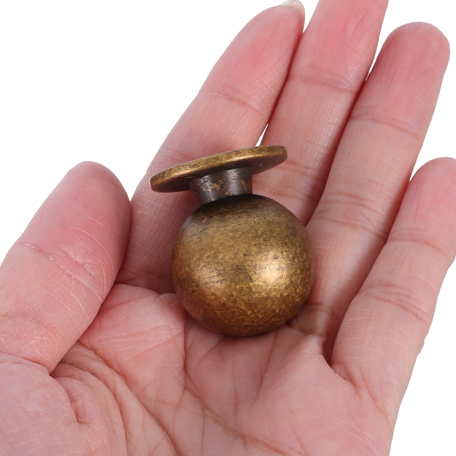 BEADCEST 10Pcs Brass Finish Vintage Kitchen Cabinet Knobs Solid Metal Round Drawer Pulls