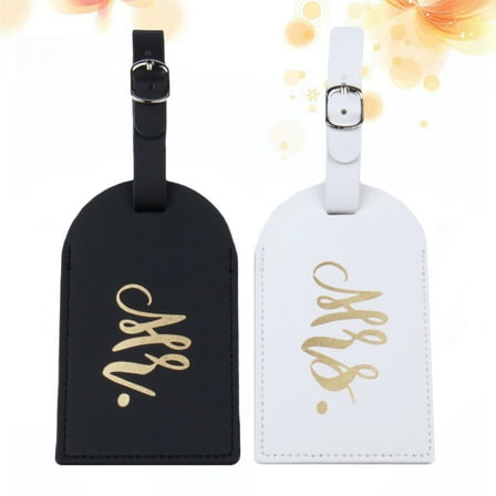 TAILTOSS Travel Baggage Tags Pu White For Lovers Suitcases 2Pcs 4.7*2.8In