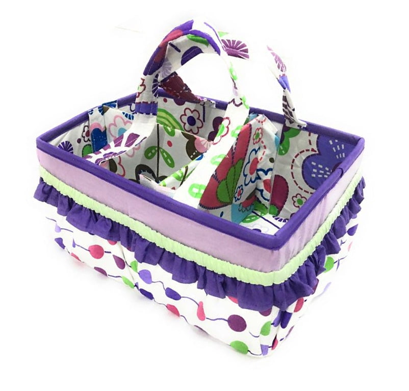 Bacati - Nursery Storage Caddy Botanical Purple/Lilac/Green/Plum Girls