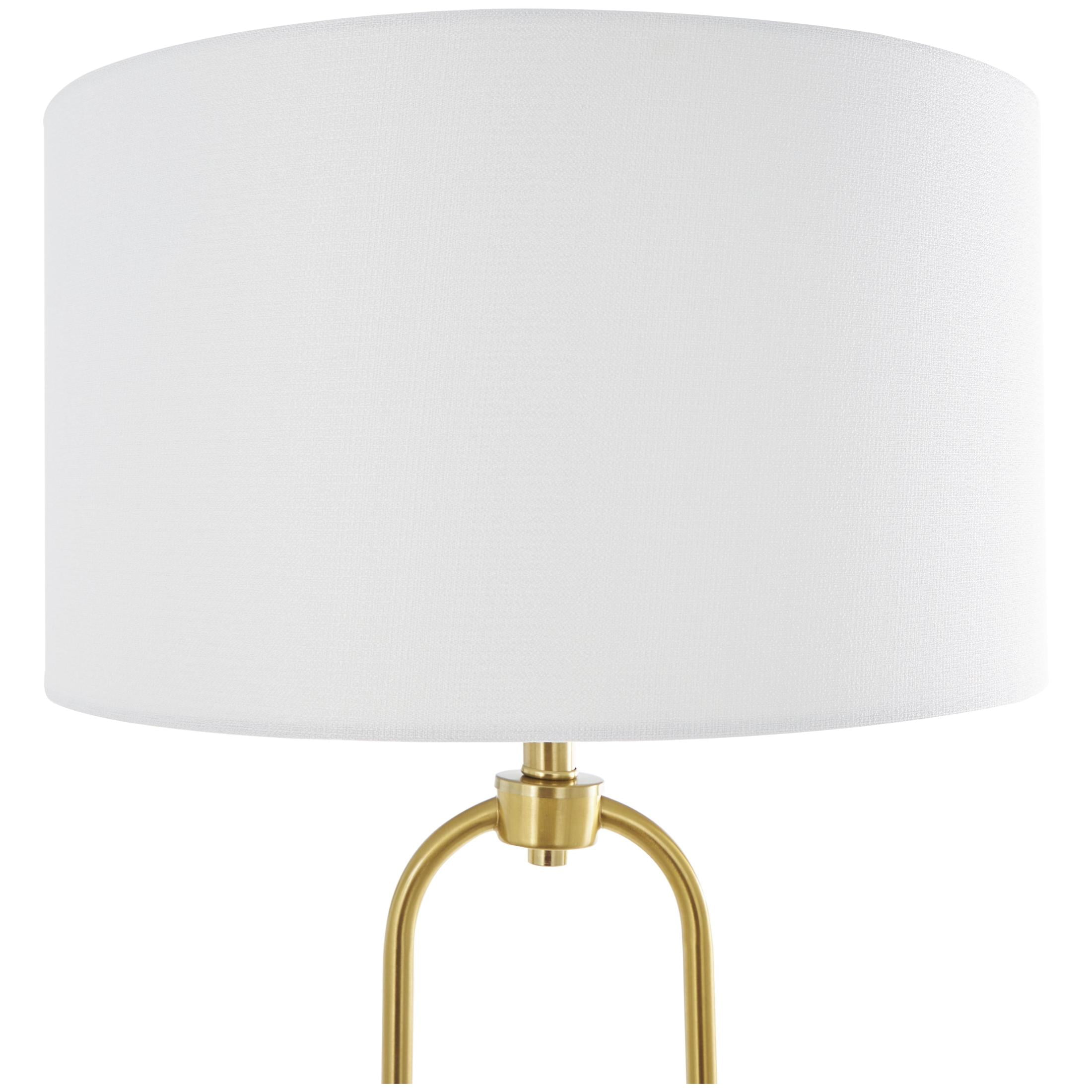 DecMode 64" Paper Clip Gold Floor Lamp with White Fabric Shade