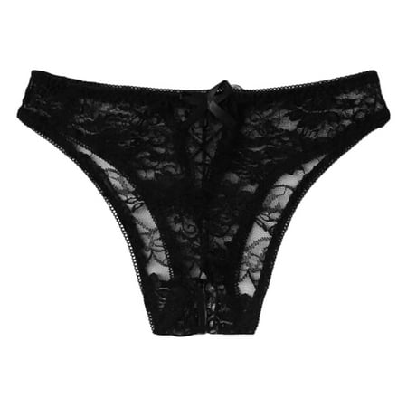 Clearance!Uooqdmx Womens Underwear Sexy Underwear for Women 1pc Plus Lingerie Thong Floral Sexy Underwear Brief Crotchless Lace Panty Sexy Open Crotch Lingerie for Women Black S