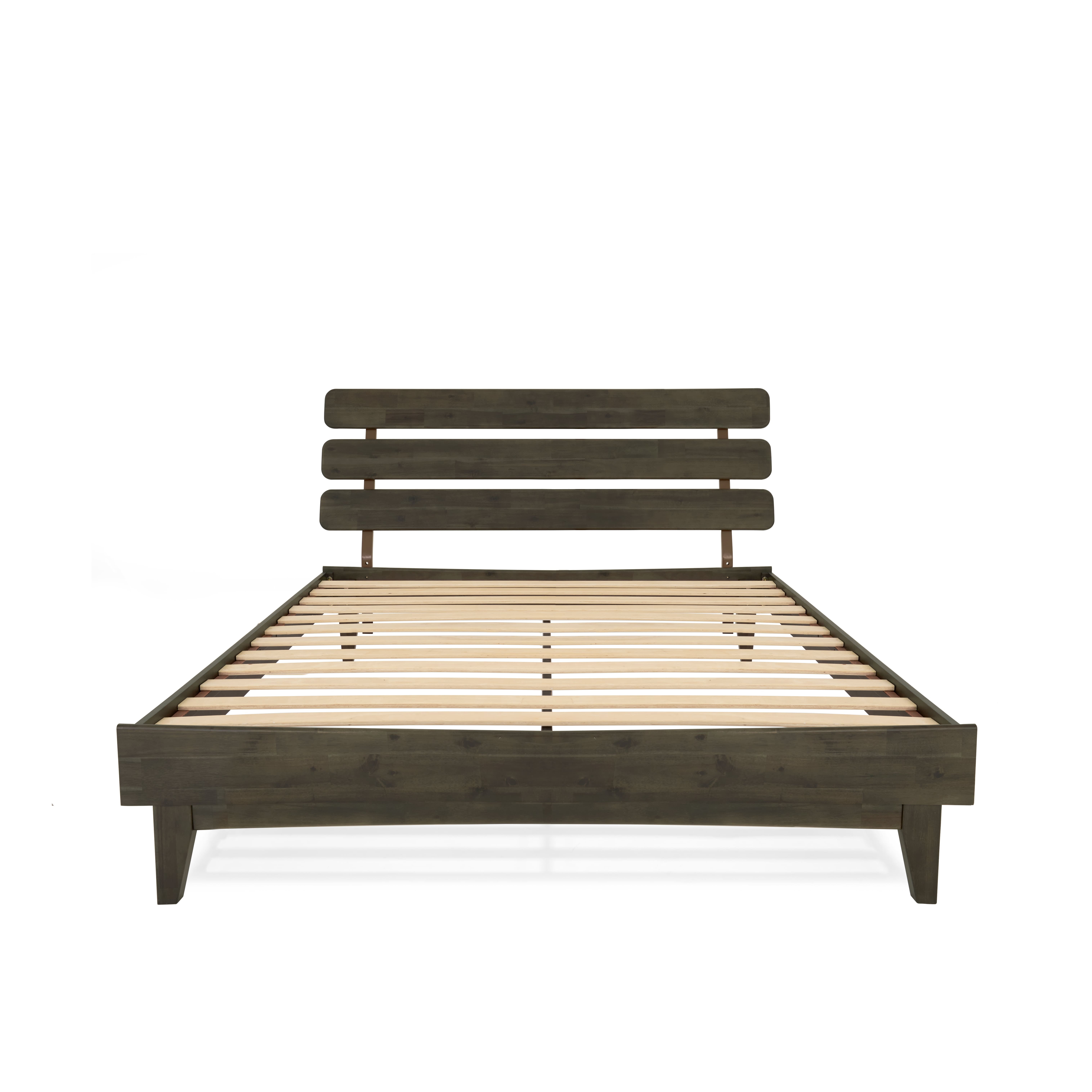Dalen 45" Bed Frame Queen, Adjustable Headboard, Mid-Century, Solid Wood, Mocha
