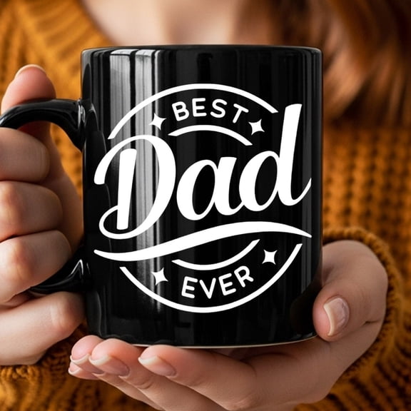 1pc Best For Dad Ever Coffee Mug, Meaningful Gift Coffee Cup, Ideal For Father'S Day Birthday Gift For Dad For Daddy Papa, Black Ceramic Cup For Home Office Use
