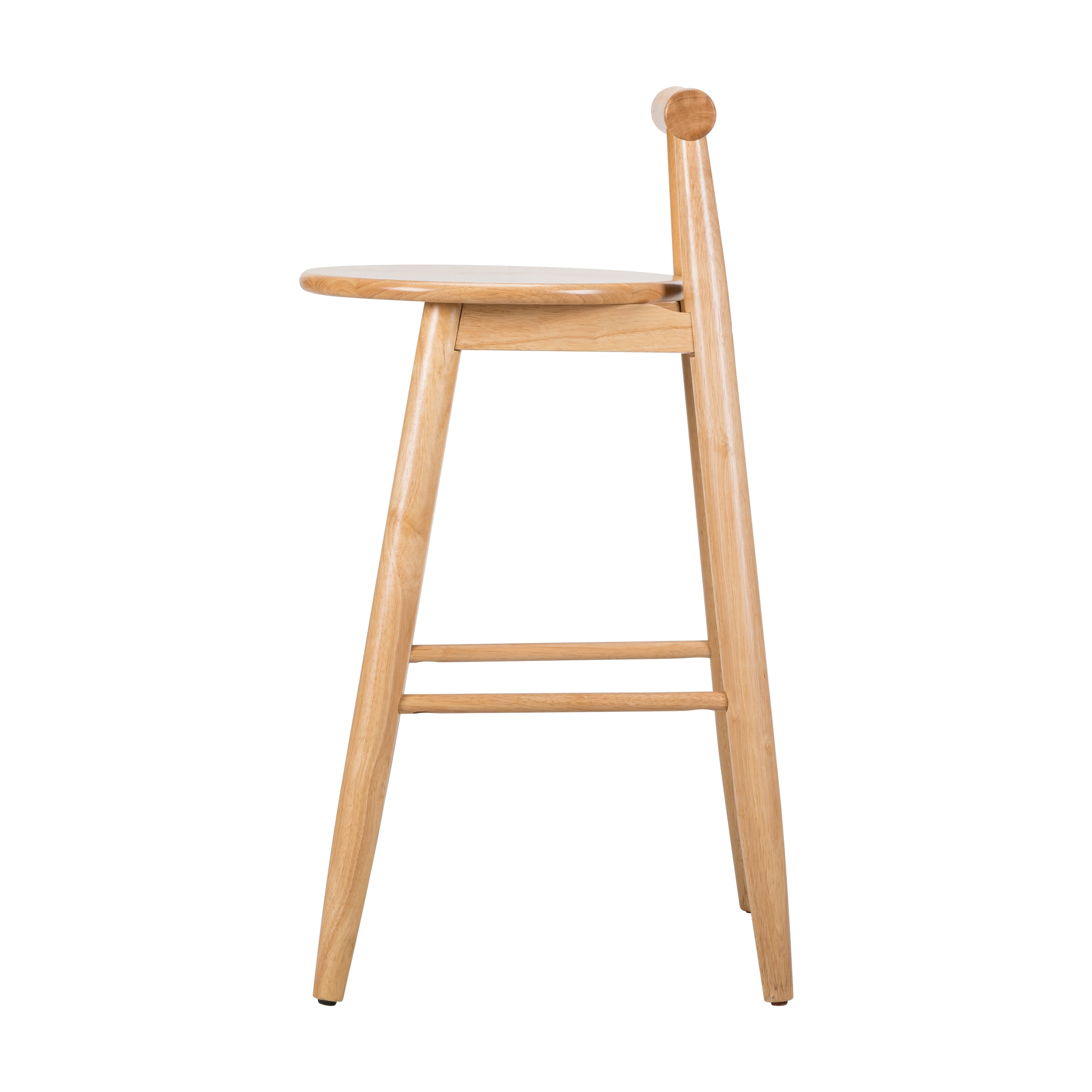 Set of 2 Grove Indoor Rubberwood Barstool, Natural Finished Bar Stool with Round Seat and Cross Bar Backrest for Home Bar Kitchen Island, 18.75x19.25x36.4 Inch, Natural