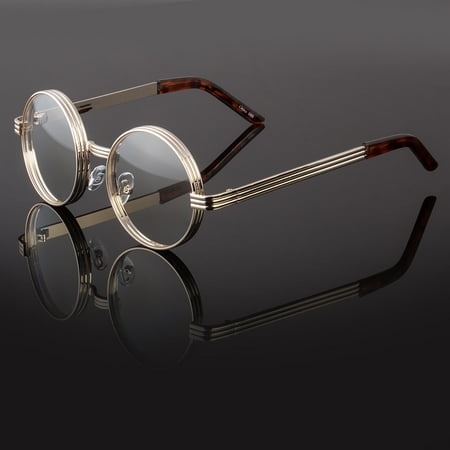 Round Metal Frame Clear lens Vintage Fashion Retro Geek Glasses Specs Unisex