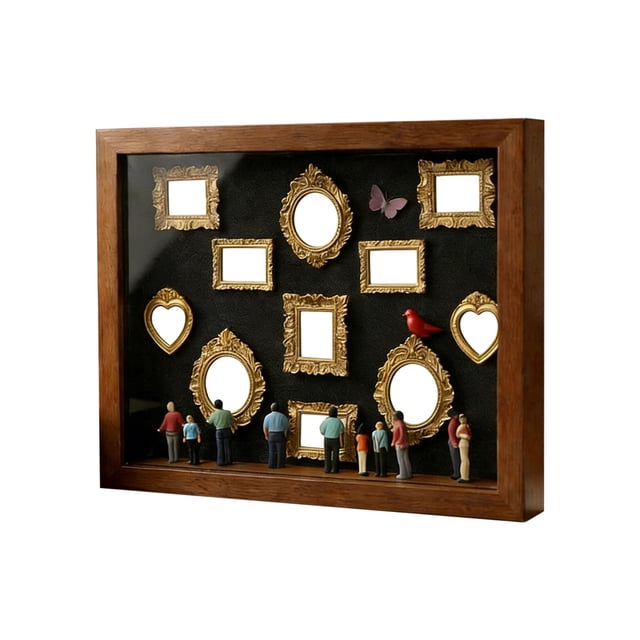 Mini Golden Frame Silhouette Box Improved Shadow Box Frame Kit With Museum And Golden Miniature Figu