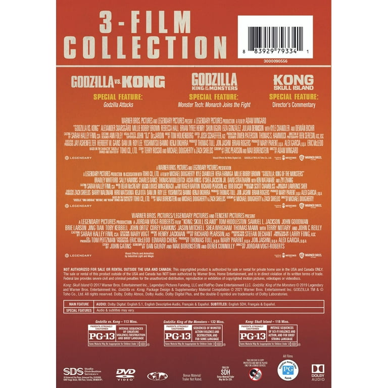Godzilla & Kong 3-Film Bundle (DVD + Postcard) (DVD Godzilla & Kong 3-Film Bundle (DVD + Postcard) (DVD