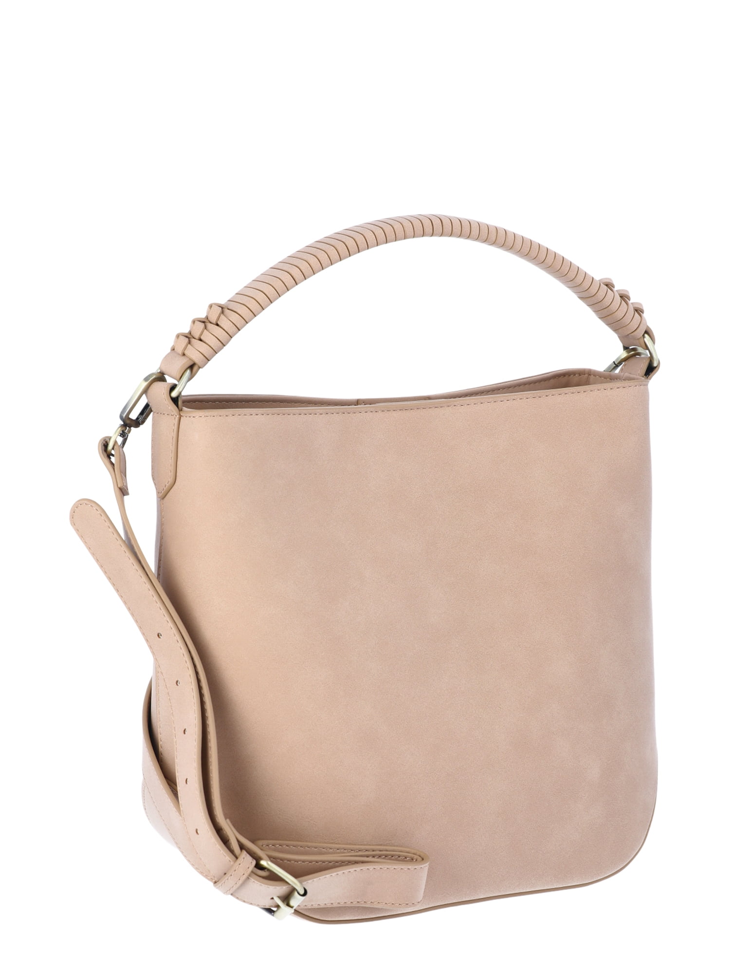 Time and Tru Women's Bucket Crossbody Handbag, Mocha Splash