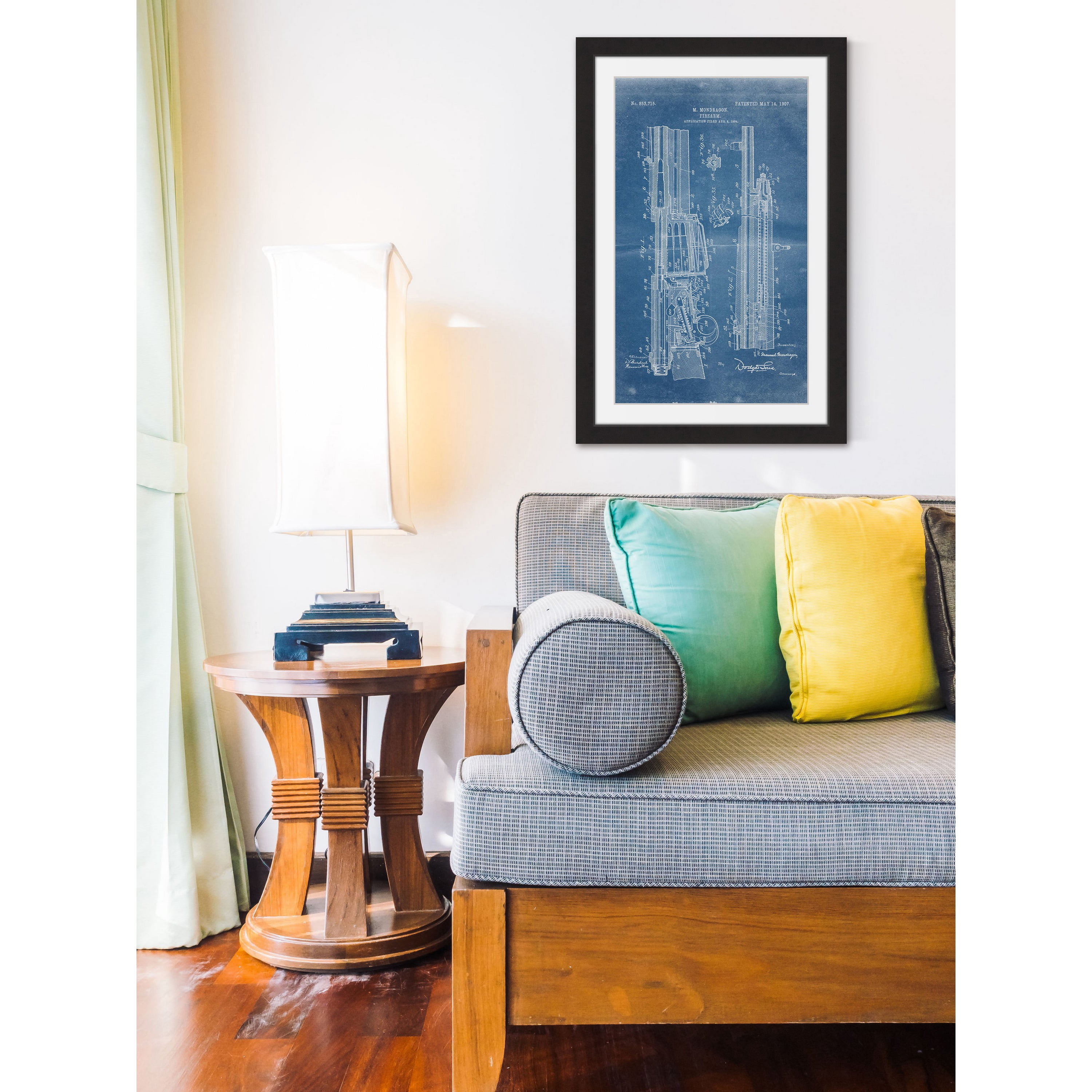 "Rifle 1907 Blueprint" Framed Painting Print