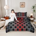 thumbnail image 4 of Castle Fairy Gradient Buffalo Full Size Comforter Sets 3-Piece for Female Men Adults,Minimalist Geometric Checkered Bedding Comforter Set,Vintage Aesthetic Lightweight Bedding Sets, 4 of 8