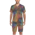 thumbnail image 5 of joogoo Men's Pajama Set Graffiti Pattern V-Neck Pj Shorts Set 2 Piece Loungewear Sleepwear M, 5 of 7