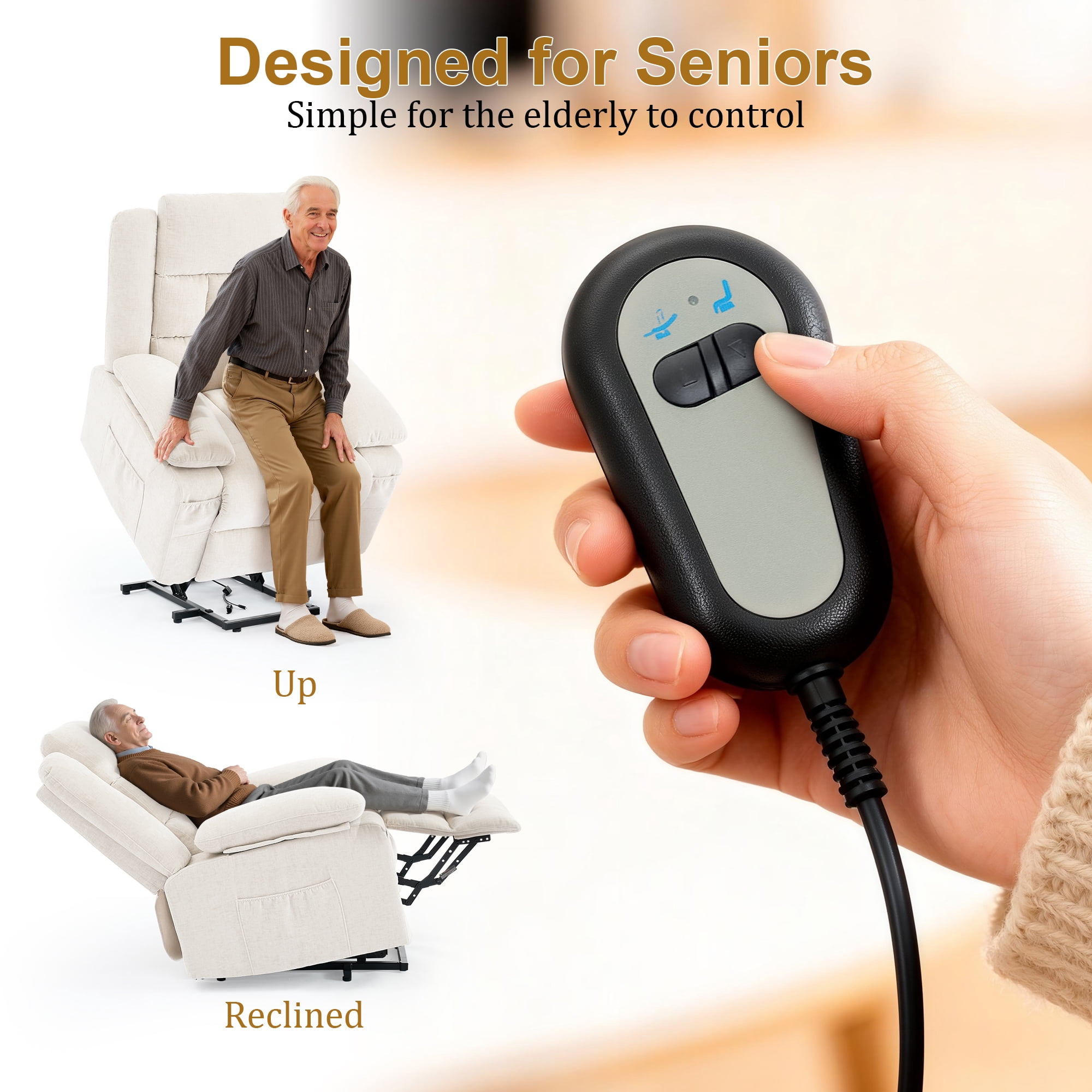 Korser Power Lift Recliner for Elderly with Heat and Massage Recliner Chair with Infinite Position Electric Lift Chair for Living Room,Beige