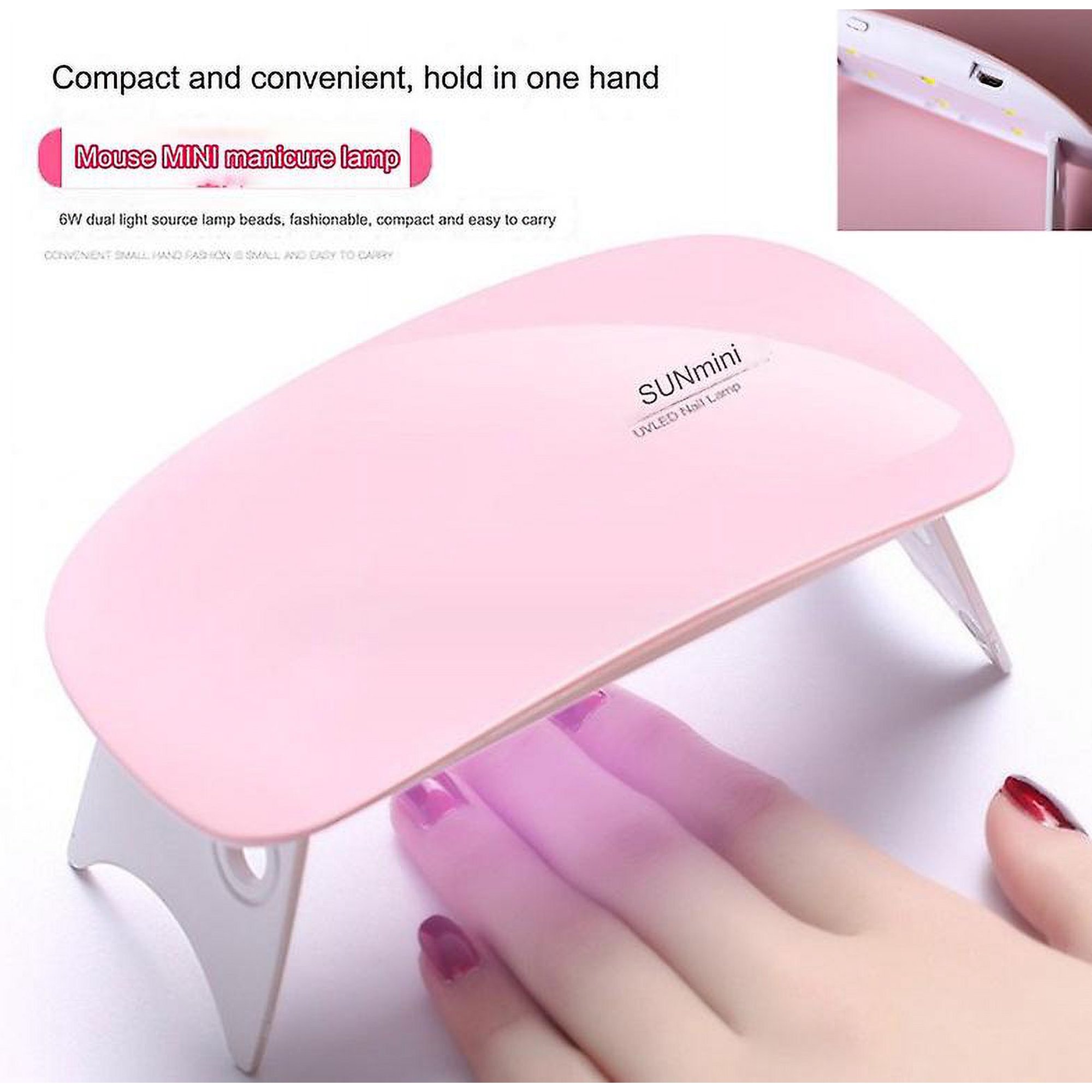 Mini Lampe UV Sèche-ongles Portable 6W - Pour Manucure à Domicile - Alimentation USB - Blanc