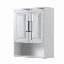 White Daria Over-the-Toilet Bathroom Wall-Mounted Storage Cabinet with Matte Black Trim