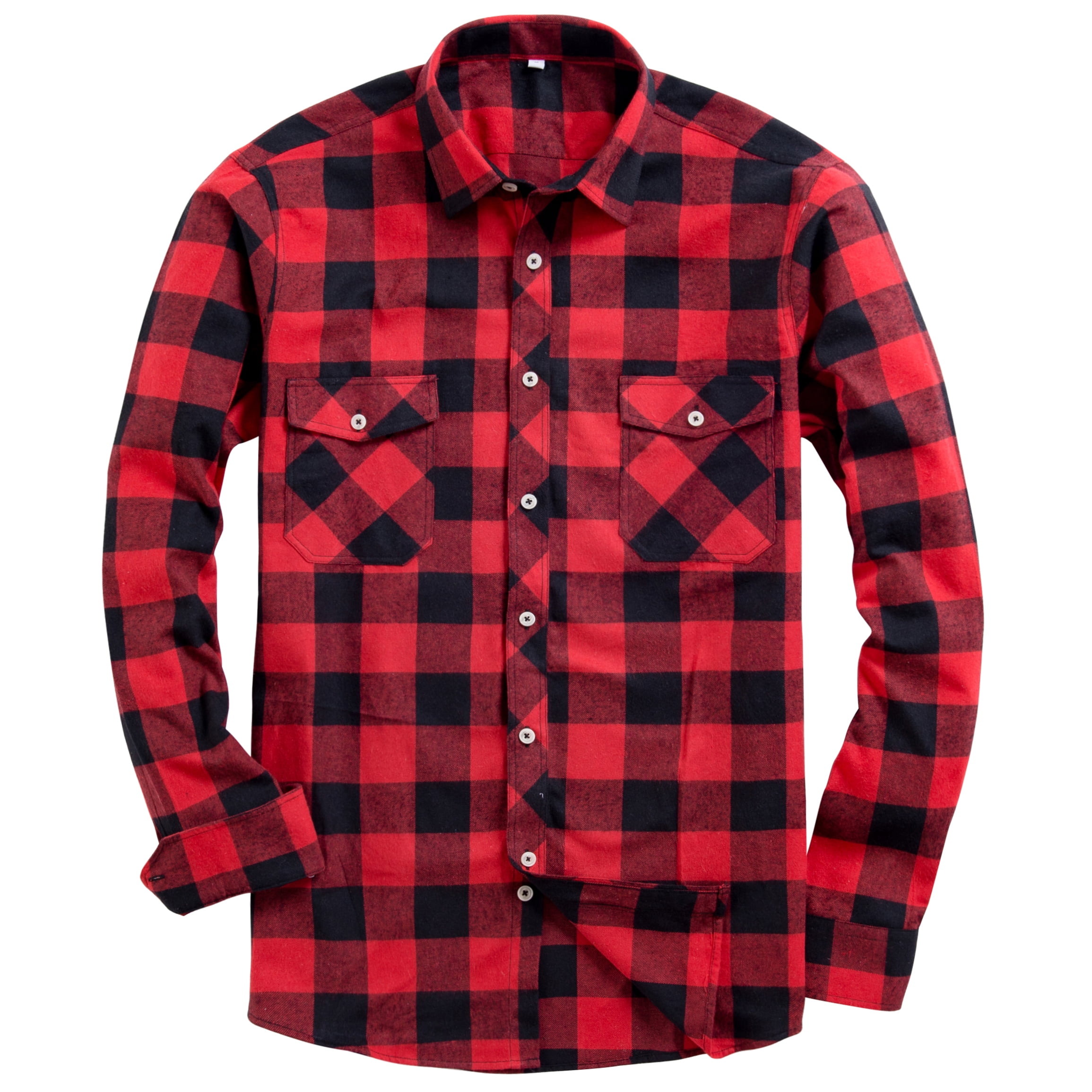 Alimens & Gentle Mens Long Sleeve Red Plaid Flannel Shirts Casual Button Down Regular - Walmart.com