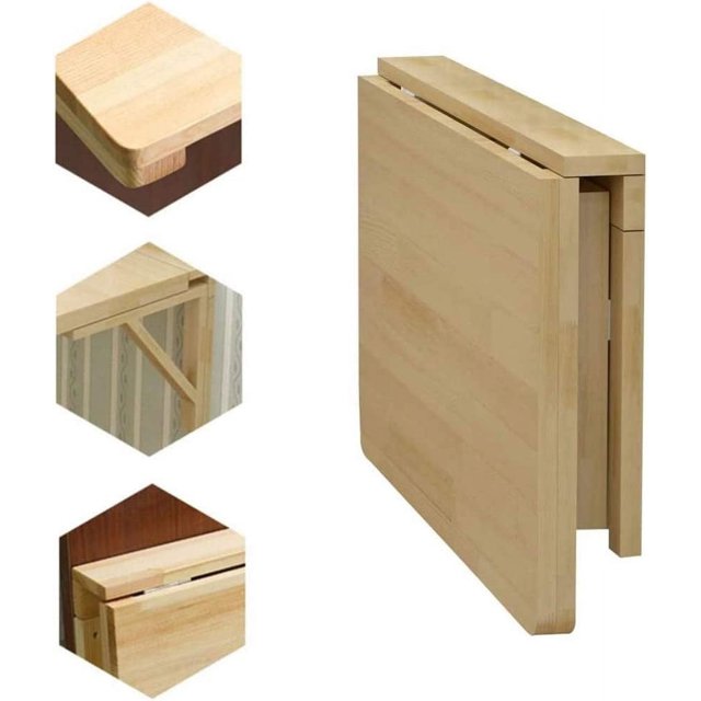 Folding Dining Table, Wall-Mounted Computer Desk, Solid Wood Study Desk for Wall, Desktop Thickness 1.7cm,OneColor-70x50cm/28x20in