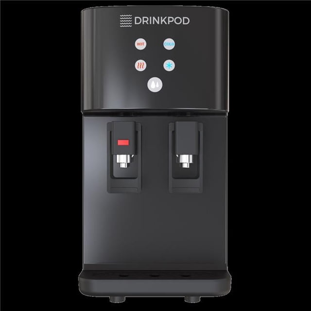 Drinkpod DP2000B 2000 Series Touchless Bottleless Hot & Cold Water Cooler Dispenser with 4 Stage Purification, Complete Installation Kit & Cafe Connect, Black