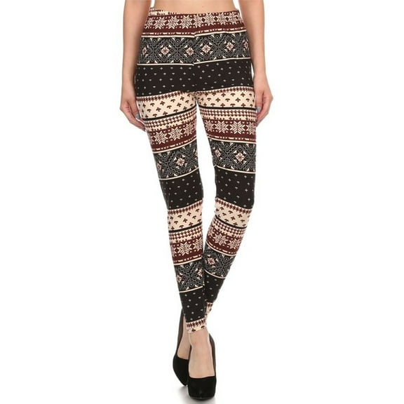 NioBe Clothing Womens Winter Isle Pattern Ultra Soft Leggings (Reg&Plus Size)