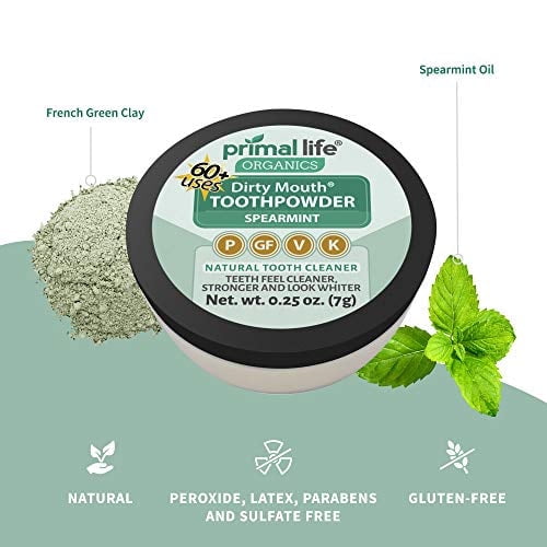Primal Life Organics Dirty Mouth Toothpowder, Spearmint 0.25oz
