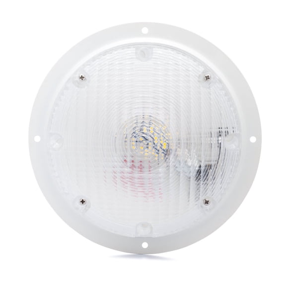 Lumitronics LED Surface Mount Scare Light w/Mounting Gasket - Powder Coated Steel White Base. Powerful, Clear Lighting For Night Safety.