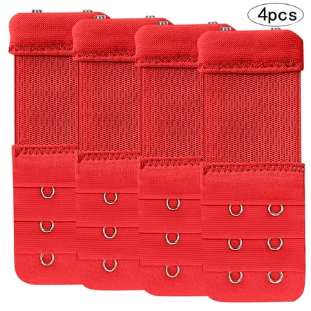 

DORKASM Women’s Bra Extenders 2 Hooks 1.5 Inch Wide Soft Stretchy Elastic Bra Extender， 4 Pack Red Free Size