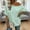 Green, variant on Summer Spring Women's Off Shoulder Linen Top Short Sleeve Casual Comfortable Loose Shirt Suitable for Work Leisure Vacation Weekend Party(Light Blue,L)