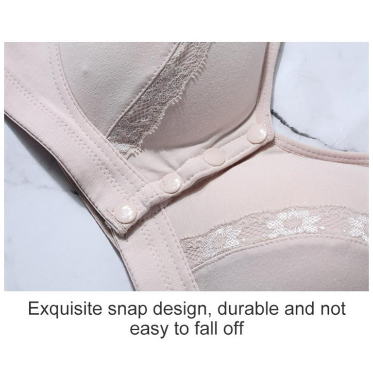 Front Button Breathable Skin-Friendly Cotton Bra, Women's Everyday Sleep  Bras Wirefree Bralettes 