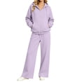 thumbnail image 2 of WULMLEO Sweat Sets for Women 2 Piece Zip Up Hoodie and Sweat Pants Set Tracksuit Purple L, 2 of 5