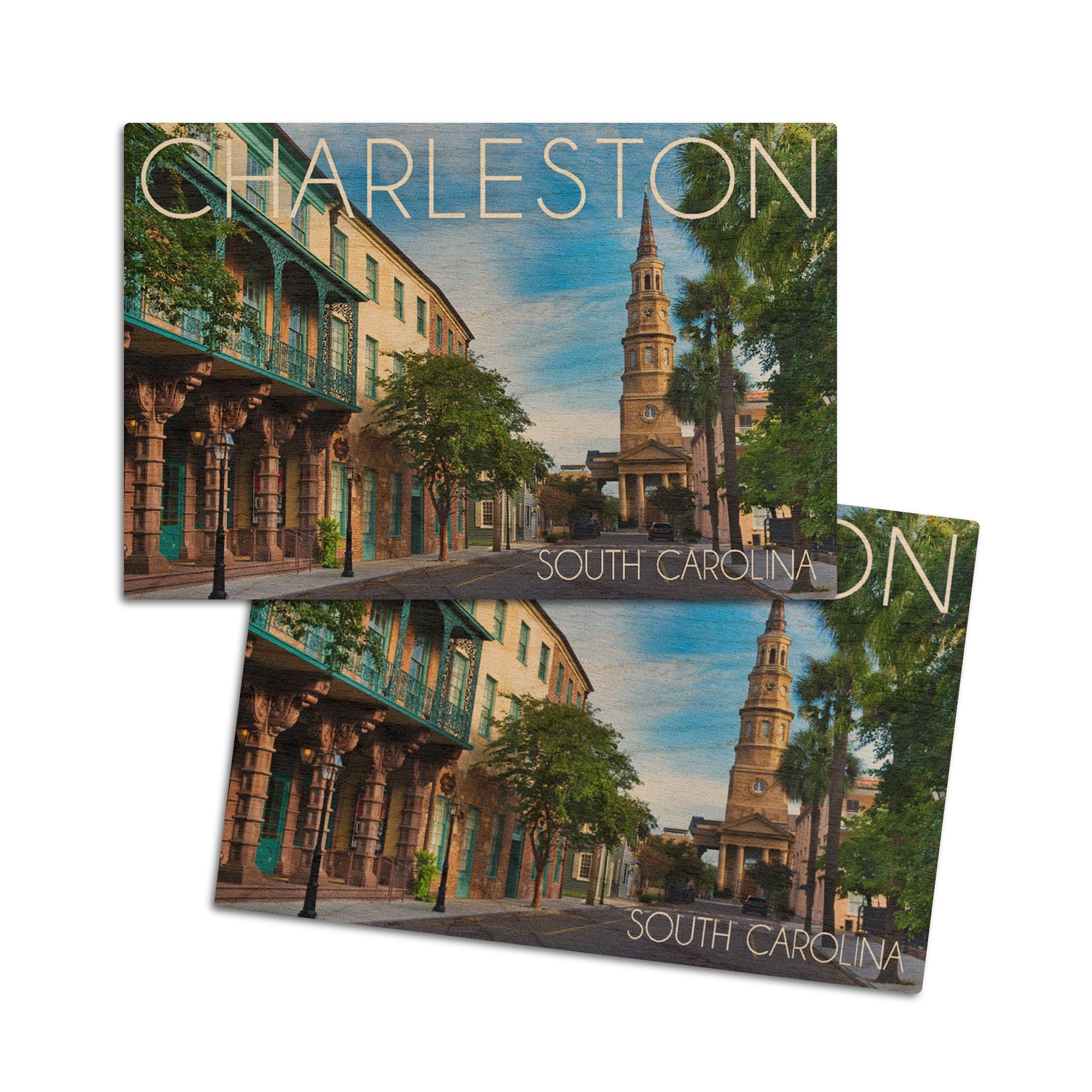 Charleston, South Carolina, Street View (4x6 Birch Wood Postcards, 2