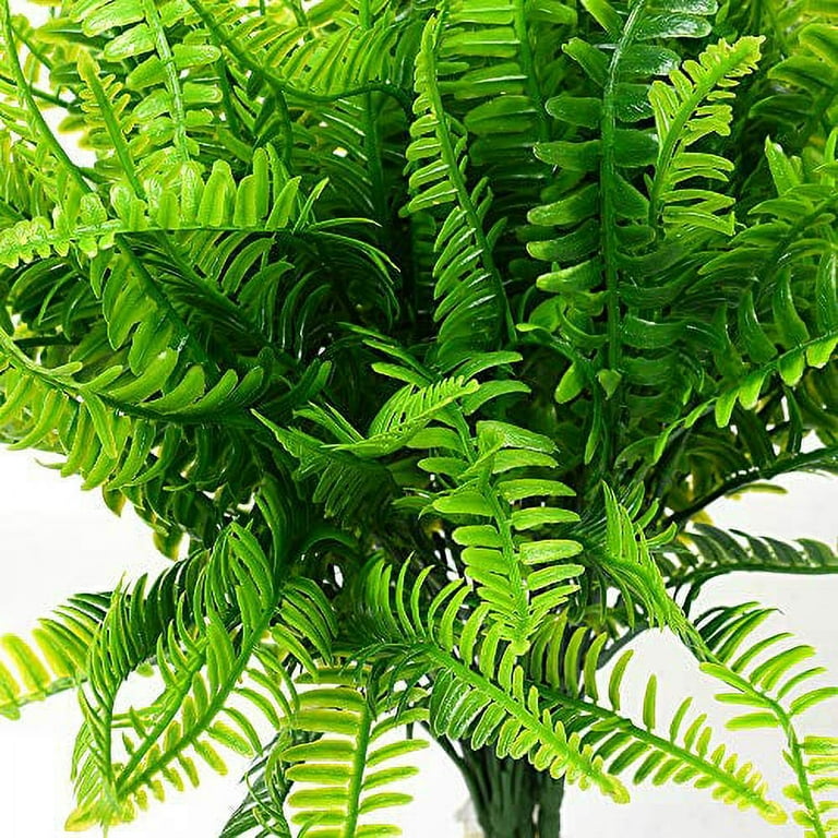 4 Pcs Artificial Ferns Plants Bushes Artificial Fake Boston Fern Shrubs  Plastic Plant Greenery for Outdoor UV Resistant Garden Office Garden Indoor