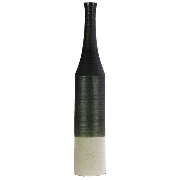 Ceramic Vase Coated Finish Black, White-27.5"H