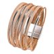 thumbnail image 2 of Pulsera rígida para mujer de cuero sintético PU, duradera, versátil, fácil de usar, multicapa. Champán, 2 of 9