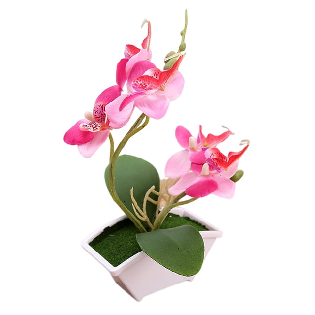 Flor de seda artificial de doble punta phalaenopsis maceta falsa decoración de paisaje planta artificial planta verde en maceta