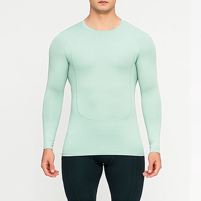 ylioge T-Shirts de Course pour Hommes à Manches Longues à Séchage Rapide T-Shirts Extensibles Coupe Ajustée Chandail à Col Rond Compression Gym Athlétique Entraînement T-Shirts Hauts