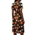 thumbnail image 5 of Halloween Costume Dresses for Women Short Sleeve V-Neck Halloween Print Casual Dress for Halloween Parties, Cosplay, Trick or Treat Saffron B L, 5 of 5