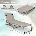 thumbnail image 3 of Resenkos Outdoor Chaise Lounge Chair, 5-position Outdoor Folding Chaise Lounge Chair-Beige, Portable Recliner for Lawn Garden Beach Yard, 3 of 8