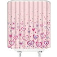 thumbnail image 3 of Valentine''s Day Shower Curtain Pink Love Heart Star Romantic Sweet Couple Holiday Boho Fabric Bathroom Decor Curtains with Hooks,Pink, 3 of 5