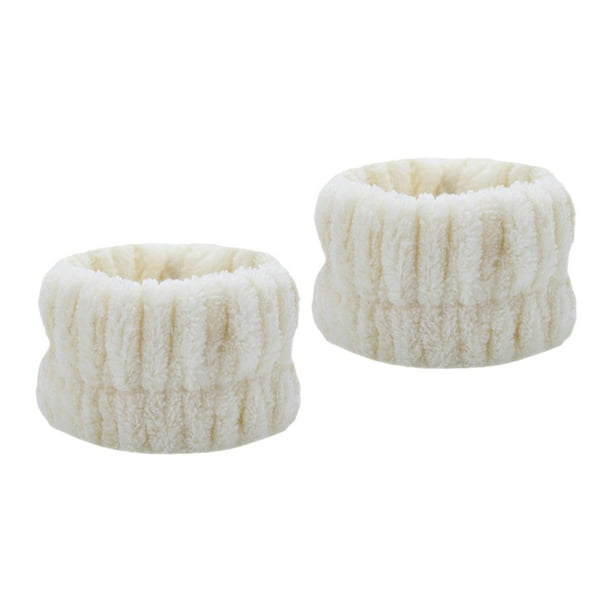 1 par de muñequeras absorbentes para el lavado facial y maquillaje para niñas. Beige