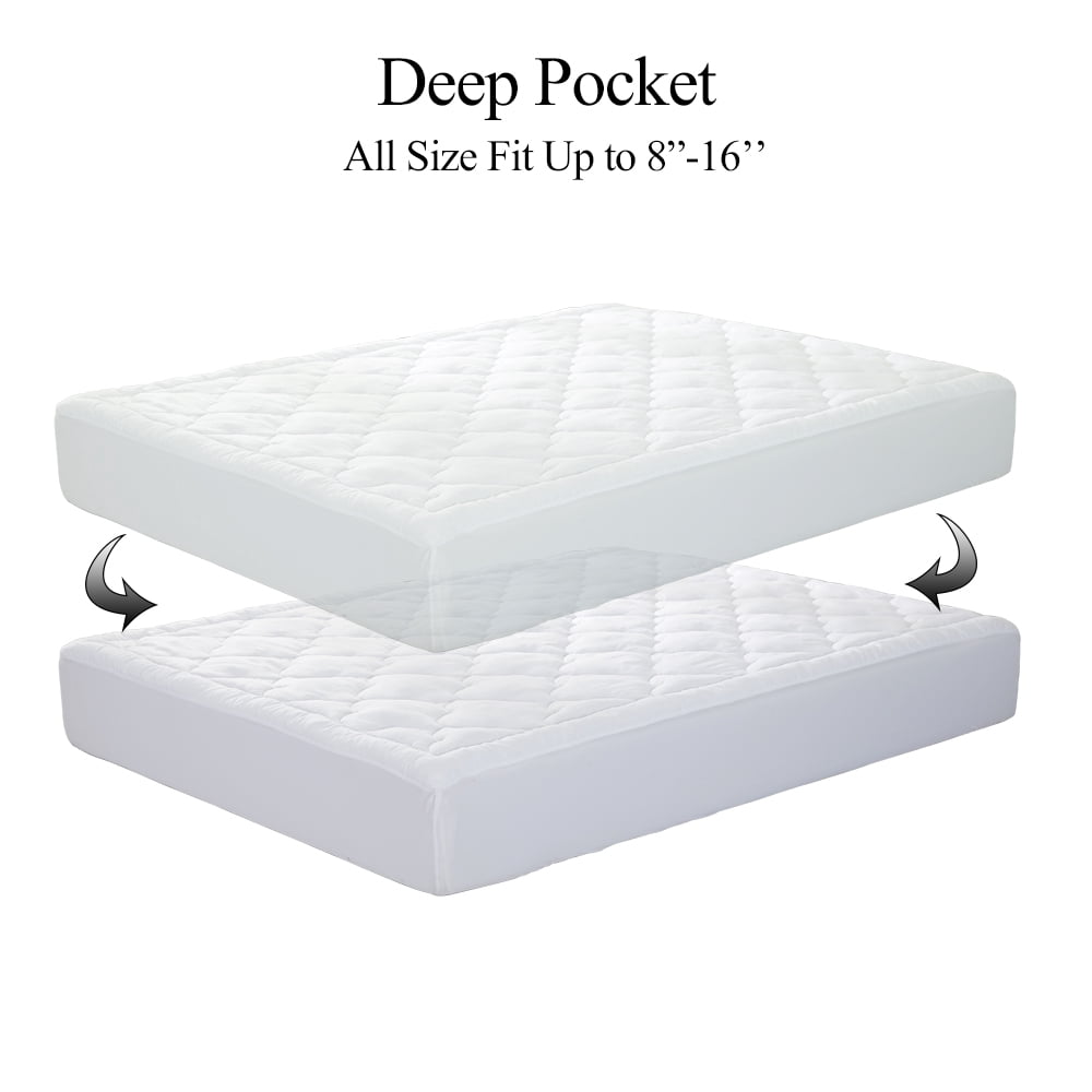 Quilted Mattress Pad Cover - Soft,Breathable, 16" Deep Pocket Fitted Mattress Pad Cover Twin/Full/Queen/King