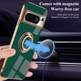 thumbnail image 2 of for Google Pixel 8 Pro Case with Ring Holder Magnetic Aesthetic Google Pixel 8 Pro Phone Case Silicone Soft TPU Thin White Cover 360° Rotatable Metal Kickstand (Dark Green), 2 of 14