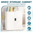 thumbnail image 3 of MIIIKO Lockable Storage Cabinet, Small Metal Garage Cabinet with Doors and Shelves, 35.4" Height Base Locker Cabinets 2 Doors, 3 of 12