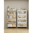 thumbnail image 2 of 5-Tier Kitchen Storage Cabinet with 4 Flip-Up Doors, Freestanding Kitchen Bakers Rack with 4 Rolling Casters, for Dining Room, Living Room, and Bathroom, White, 2 of 9