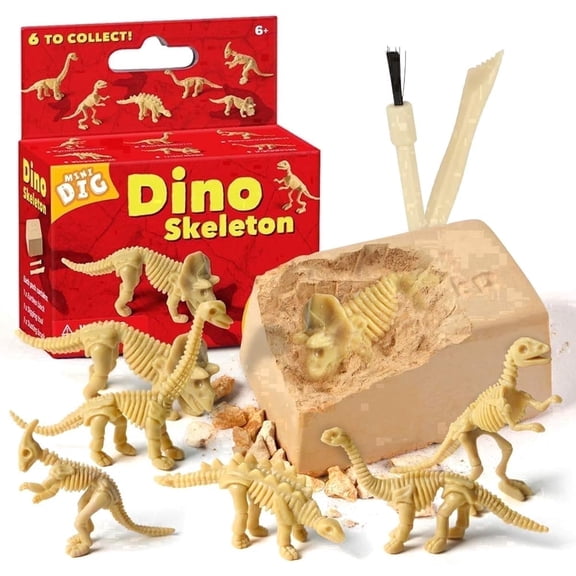 Piano Potato Dinosaur Skeleton Dig Kit (6 Styles to Collect), STEM Archaeology Excavation Toy for Kids Ages 6-12, DIY Fossil Assembly Science Set, Gift for Boys & Girls