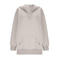 thumbnail image 4 of Women's Casual V-neck Pullover Long-sleeve Solid Color Fleece-lined Hooded Sweatshirt Top, Warm and Comfortable Hoodie for Winter Season,Light Gray,M, 4 of 6