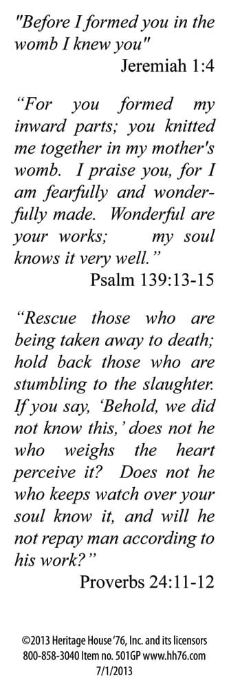 God is Pro-Life Pro-Life Bookmark (Pack of 100)