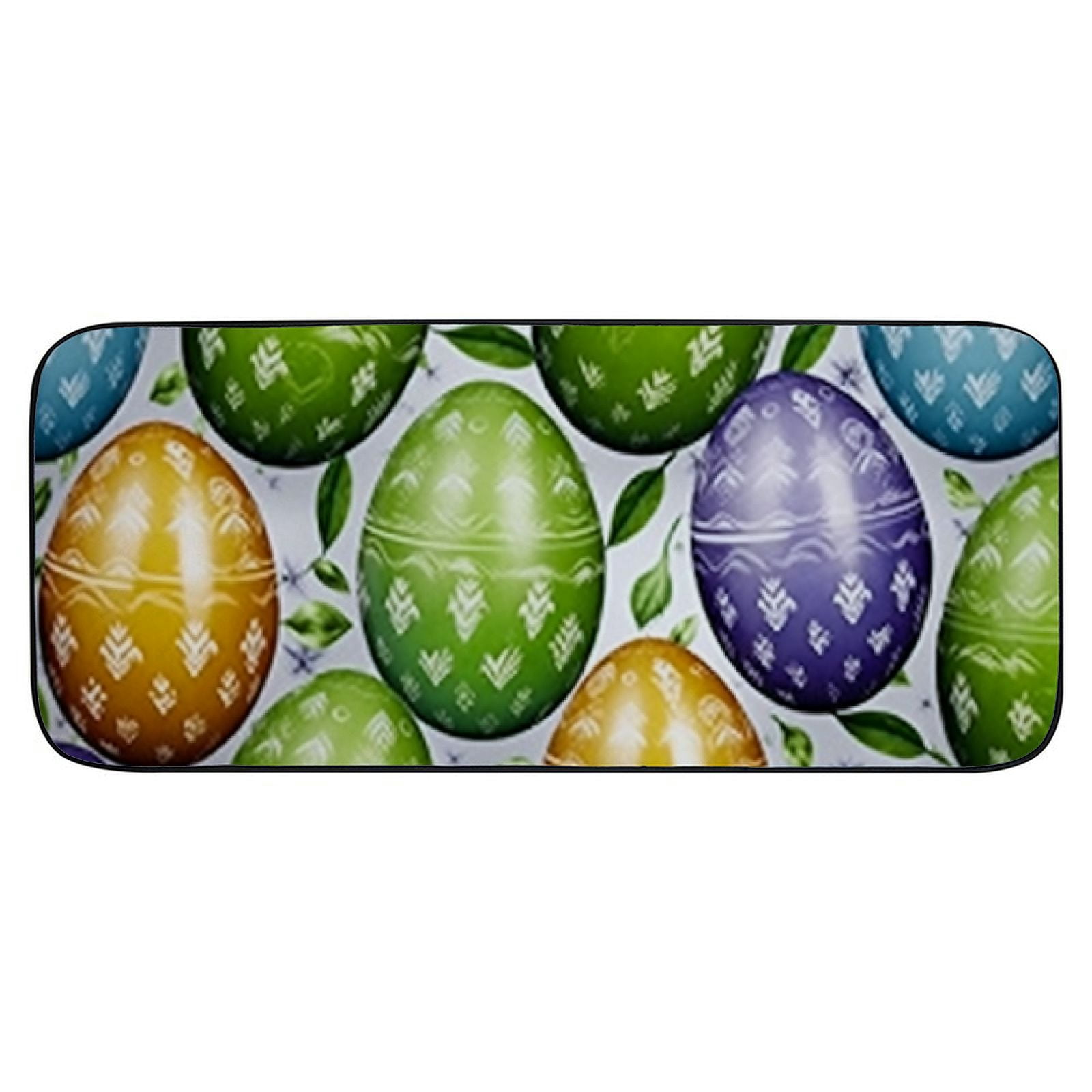 Qinduosi Front Door Mat Welcome Mat, Happy Easter Non-Slip Absorbent Indoor Door Mats, Durable Rubber Backing Floor Doormat for Entryway, Patio, Porch, Easter Eggs 19.68*47.24 in