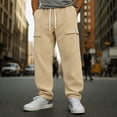 thumbnail image 2 of Sweatpants for Men Jerdar Men's Solid Color Fleece Elastic Waist Drawstring Multi-Pocket Work Pants, 2 of 9