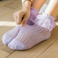 thumbnail image 5 of Caqnni Baby Girls Socks Toddlers Ruffle Socks Girl's Frilly Dress Socks Baby Summer Mesh Socks Solid Crew Socks Dress Kids Princess Socks for 1-16 Years, 5 of 7